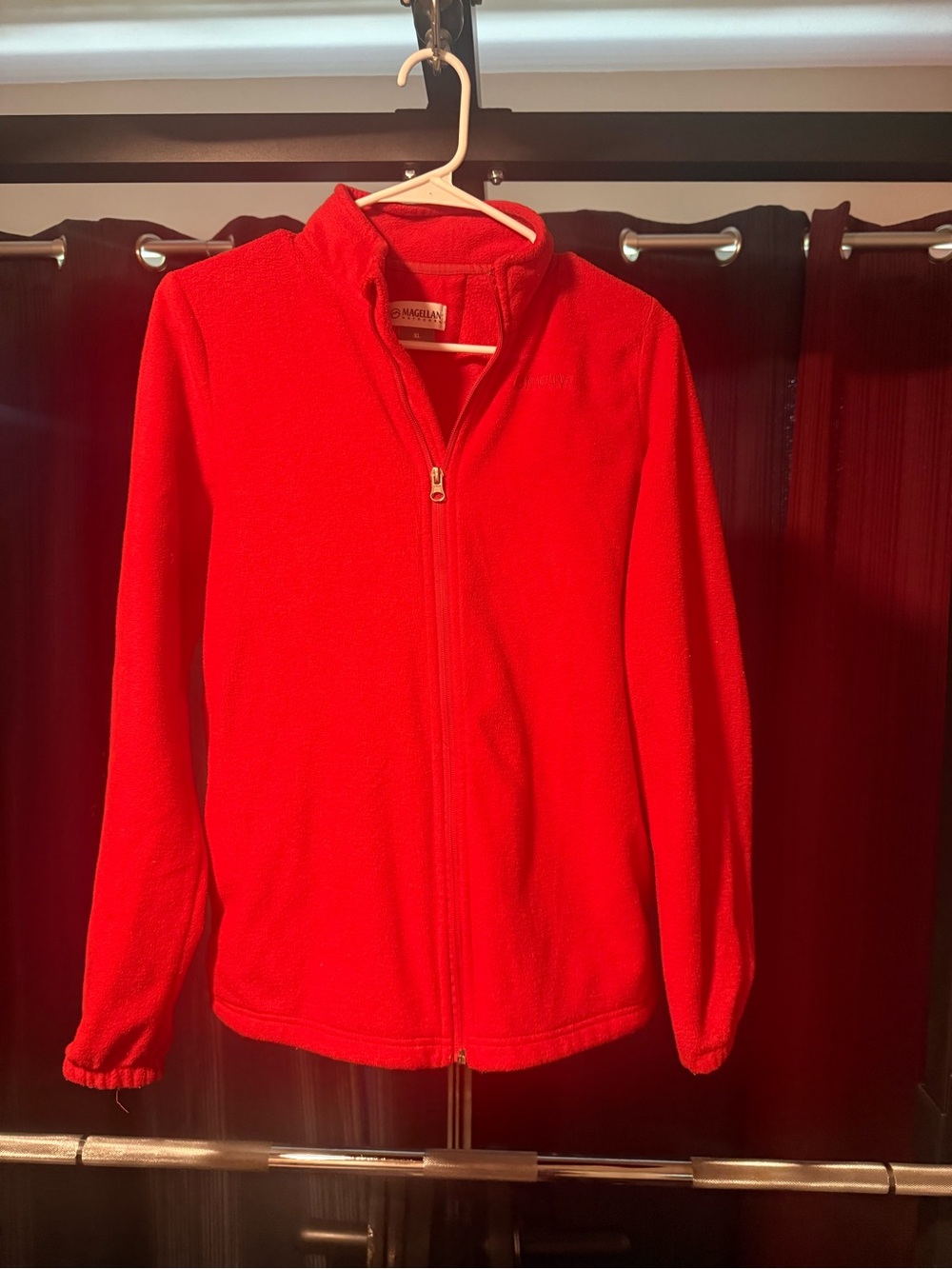 Magellan Outdoors Red Full-Zip Fleece Utility Jacket